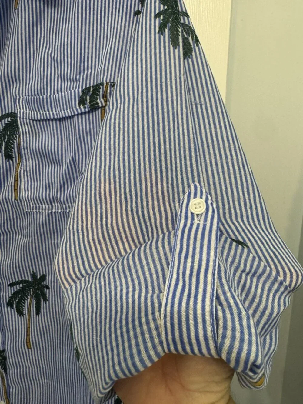 Live 4 Truth Women’s 2X Blue/White Striped Tropical Point Collar Cover-up